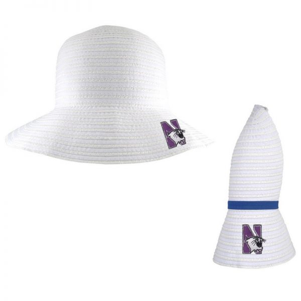 Northwestern University Wildcats Amelia White Collapsible Travel Sun Hat With Accent Hair Band
