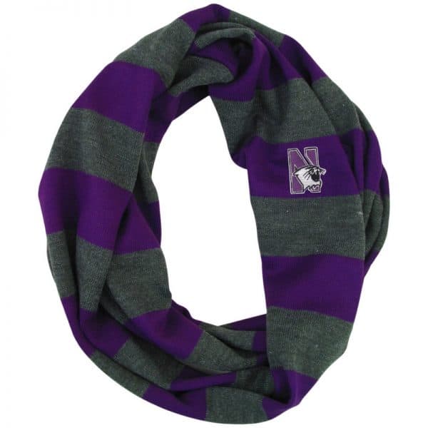 Northwestern University Wildcats Purple/Charcoal Rugby Stripped Lightweight Infinity Scarf