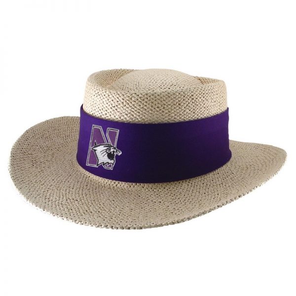 Northwestern University Wildcats Tournament Gambler Hat With Sunblock Lining and Flex-fit Band in Natural Color
