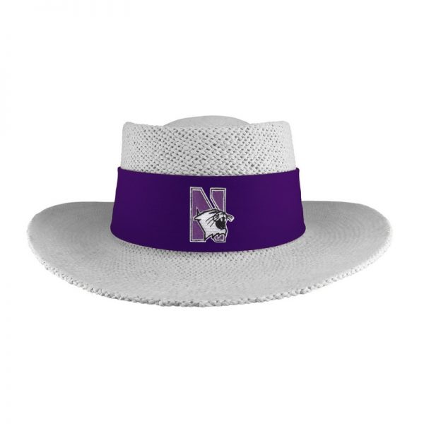 Northwestern University Wildcats Tournament Gambler Hat With Sunblock Lining and Flex-fit Band in Birch Color