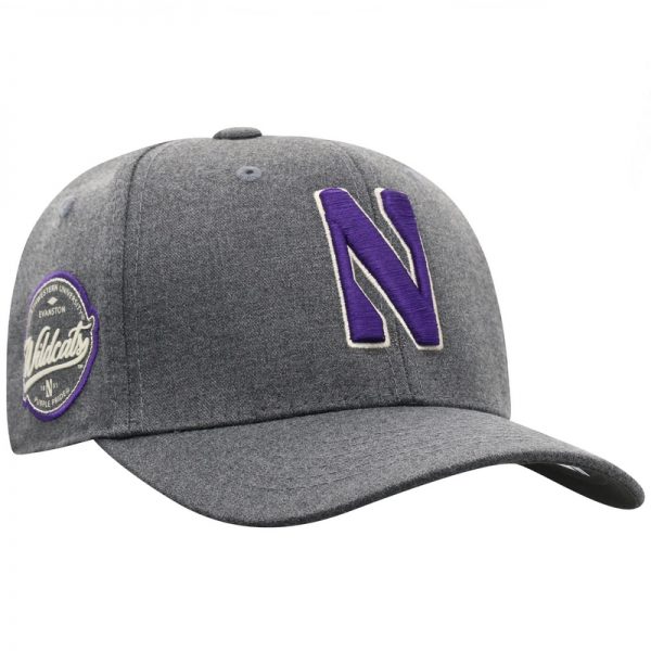Northwestern University Wildcats Top Of The World Constructed Dressy Grey Fabric Hat with Stylized N Design-Front 2