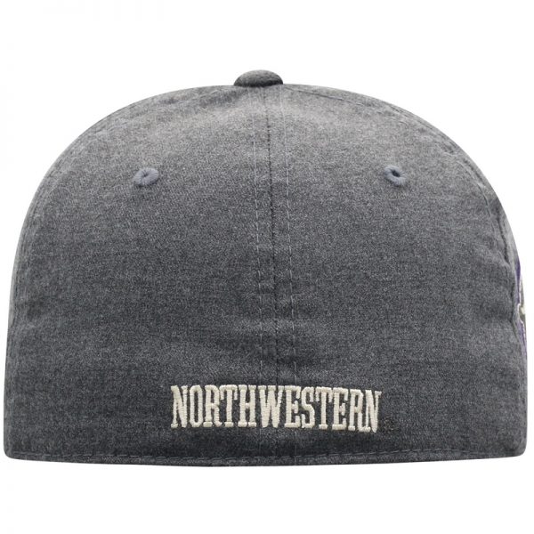 Northwestern University Wildcats Top Of The World Constructed Dressy Grey Fabric Hat with Stylized N Design-Back