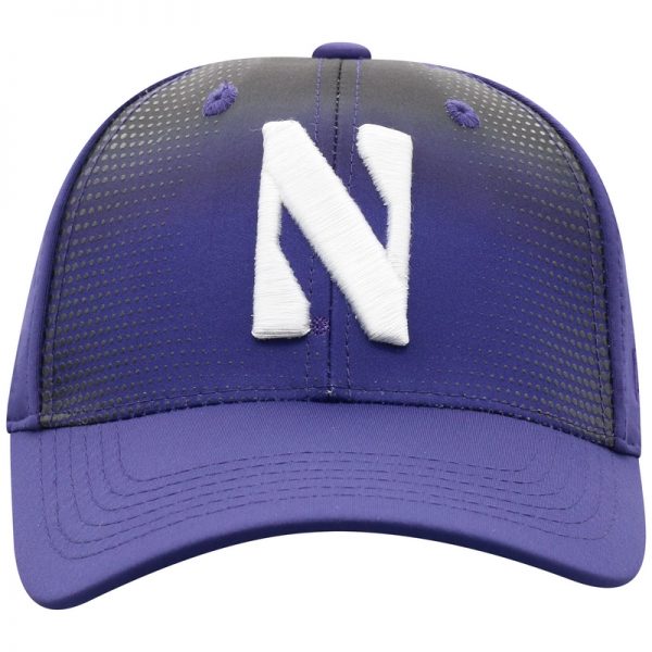 Northwestern University Wildcats Top Of The World Constructed Onefit Purple/Printed Black Performance Hat with Stylized N Design - Image 3