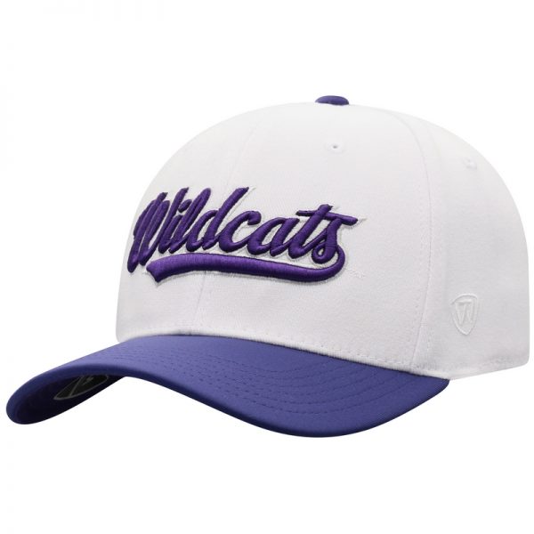 Northwestern University Wildcats Top Of The World Constructed Onefit Two Tone White/Purple Hat with Script Wildcats Design