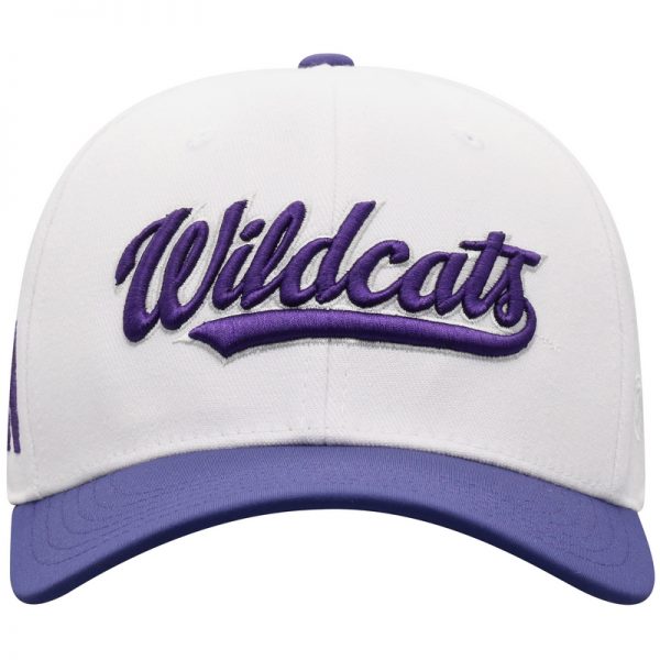 Northwestern University Wildcats Top Of The World Constructed Onefit Two Tone White/Purple  Hat with Script Wildcats Design - Image 3