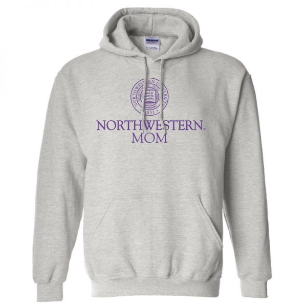Northwestern University Wildcats Light Grey Hooded Sweatshirt With Mom Design