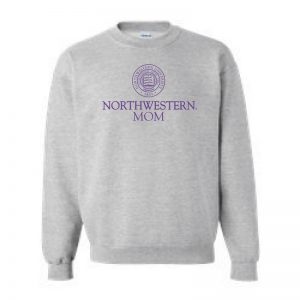 Northwestern University Wildcats Dark Grey Crewneck Sweatshirt With Mom Design