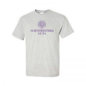 Northwestern University Wildcats Light Grey Short Sleeve Tee Shirt with Mom Design