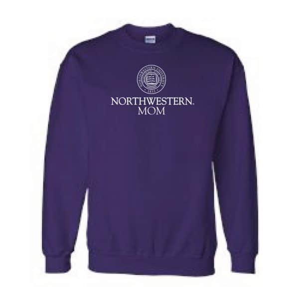 Northwestern University Wildcats Purple Crewneck Sweatshirt With Mom Design