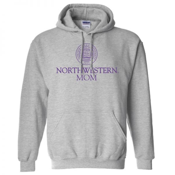 Northwestern University Wildcats Dark Grey Hooded Sweatshirt With Mom Design