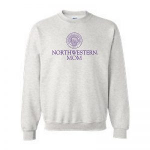 Northwestern University Wildcats Light Grey Crewneck Sweatshirt With Mom Design