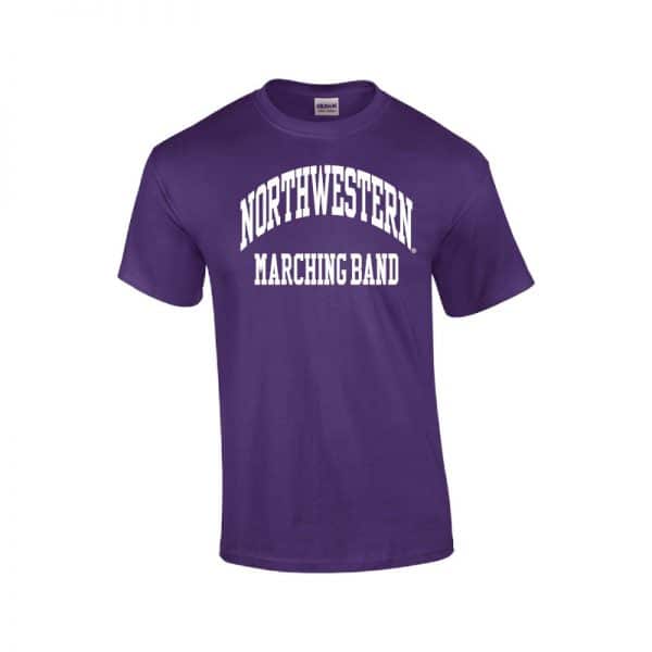 Northwestern University Wildcats Purple Short Sleeve Tee Shirt with Marching Band Design