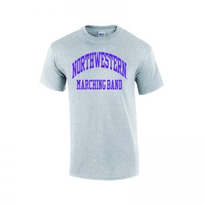 Northwestern University Wildcats Grey Short Sleeve Tee Shirt with Marching Band Design