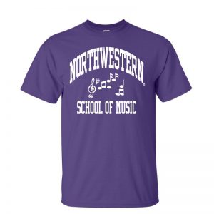 Northwestern University Wildcats Purple Short Sleeve Tee Shirt with Music Design
