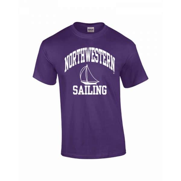 Northwestern University Wildcats Purple Short Sleeve Tee Shirt with Sailing Design
