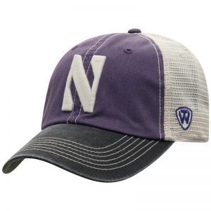 Northwestern University Wildcats Top Of The World Adjustable Snapback Purple/Cream Trucker Mesh Hat with Stylized N Design & Black Visor