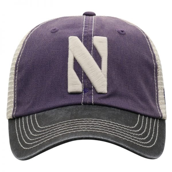 Northwestern University Wildcats Top Of The World Adjustable Snapback Purple/Cream Trucker Mesh Hat with Stylized N Design & Black Visor - Image 3