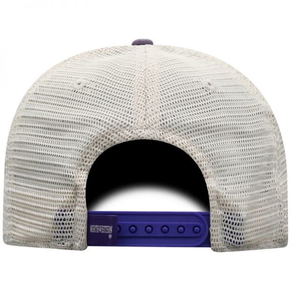 Northwestern University Wildcats Top Of The World Adjustable Snapback Purple/Cream Trucker Mesh Hat with Stylized N Design & Black Visor - Image 4