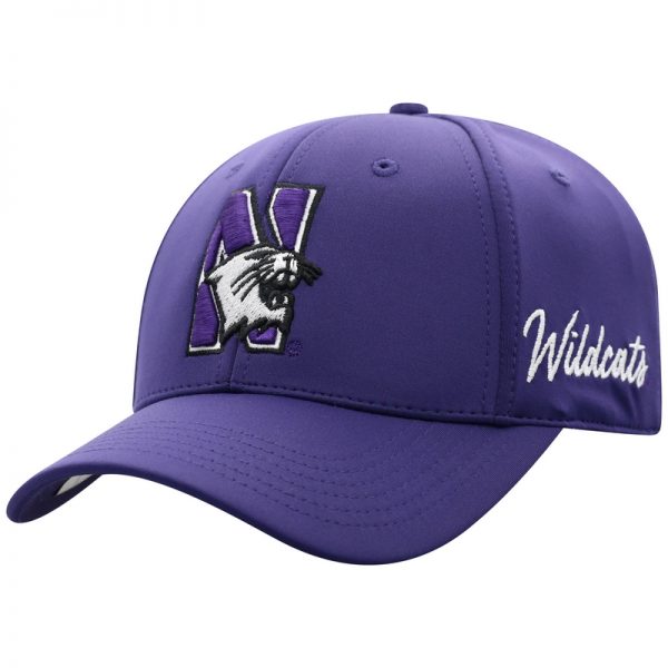 Northwestern University Wildcats Top Of The World Constructed Onefit Purple Performance Hat with N-Cat Design