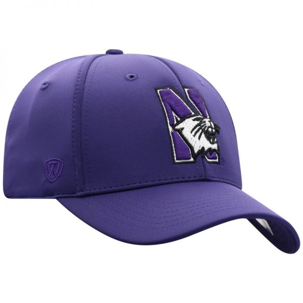 Northwestern University Wildcats Top Of The World Constructed Onefit Purple Performance Hat with N-Cat Design - Image 2