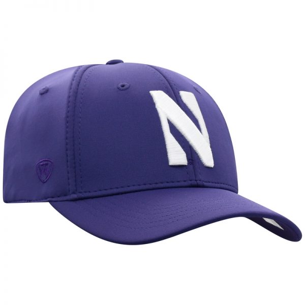 Northwestern University Wildcats Top Of The World Constructed Onefit Purple Performance Hat with Stylized N Design-Front 2