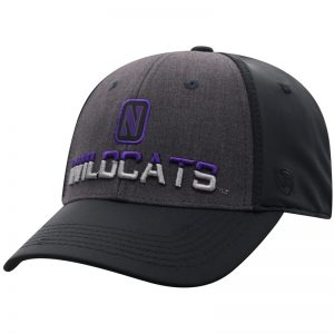 Northwestern University Wildcats Top Of The World Constructed Two Tone Charcoal/Black Onefit/Stretchfit Tag Hat