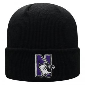 Northwestern University Wildcats Adult Black Cuffed Knit Hat With Embroidered N-Cat Design