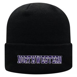 Northwestern University Wildcats Adult Black Cuffed Knit Hat With Embroidered Northwestern Design