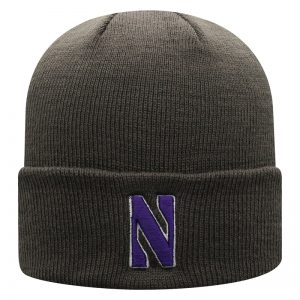 Northwestern University Wildcats Adult Charcoal Cuffed Knit Hat With Embroidered Stylized N Design