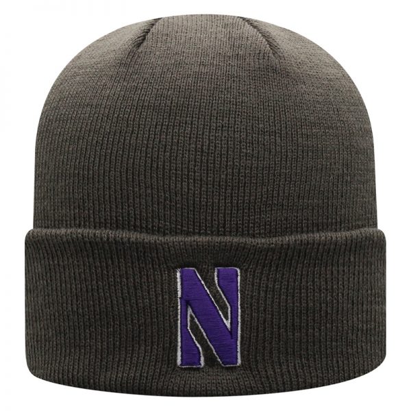 Northwestern University Wildcats Adult Charcoal Cuffed Knit Hat With Embroidered Stylized N Design
