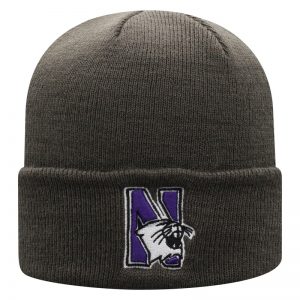 Northwestern University Wildcats Adult Charcoal Cuffed Knit Hat With Embroidered N-Cat Design