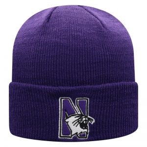 Northwestern University Wildcats Adult Purple Cuffed Knit Hat With Embroidered N-Cat Design