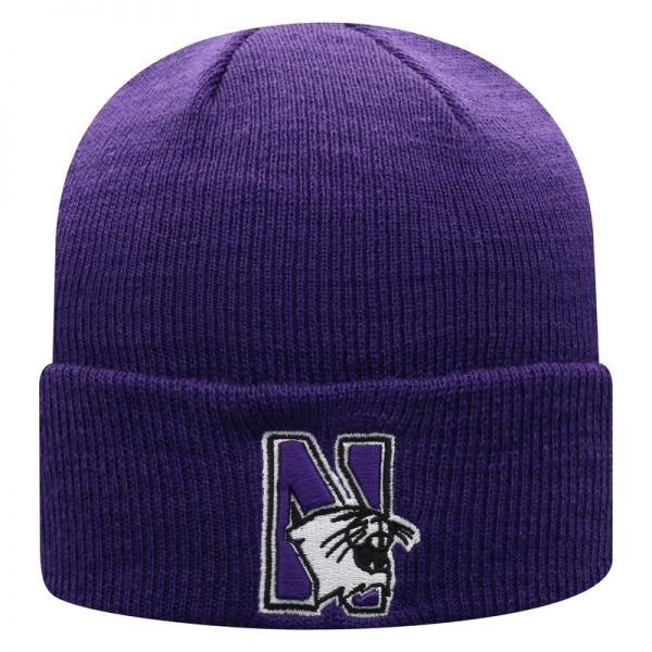 Northwestern University Wildcats Adult Purple Cuffed Knit Hat With Embroidered N-Cat Design