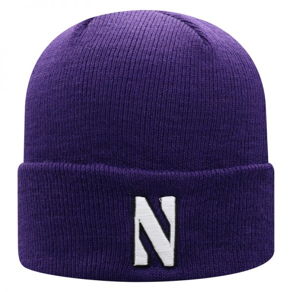 Northwestern University Wildcats Adult Purple Cuffed Knit Hat With Embroidered Stylized N Design
