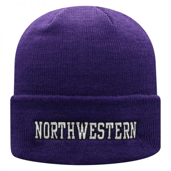 Northwestern University Wildcats Adult Purple Cuffed Knit Hat With Embroidered Stylized N Design - Image 2