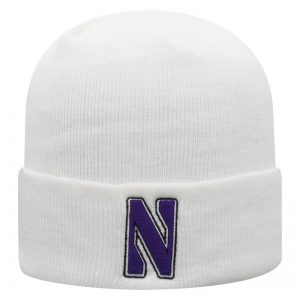 Northwestern University Wildcats Adult White Cuffed Knit Hat With Embroidered Stylized N Design