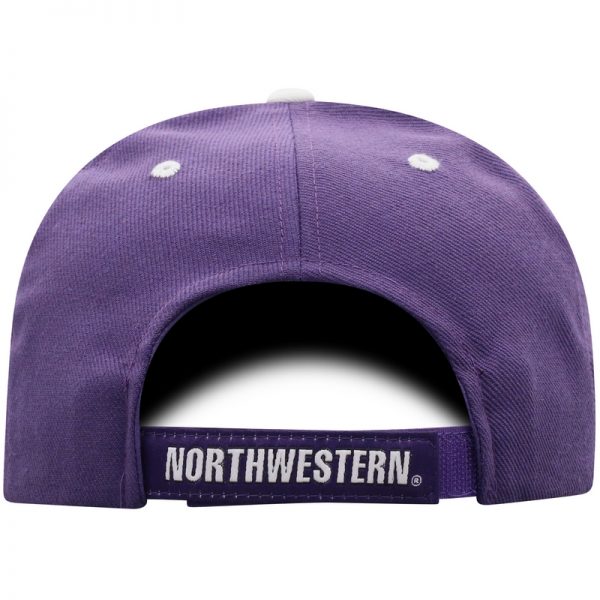 Northwestern University Wildcats Purple Adjustable Velcroback Hat with Stars & Stripes Stylized N Design-Back
