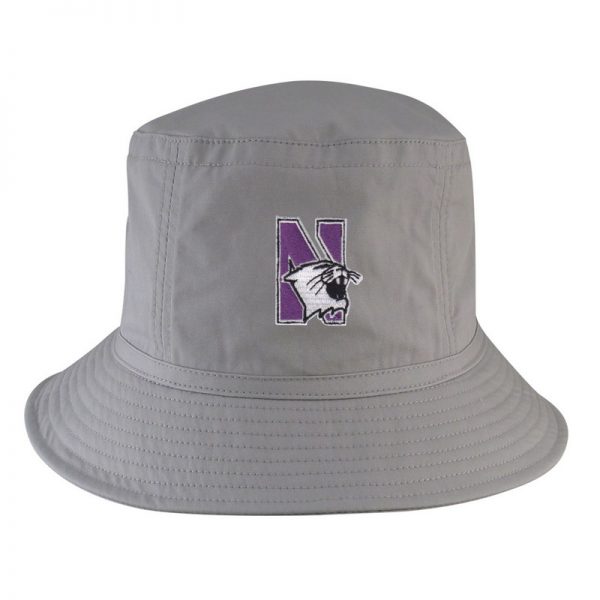 Northwestern University Wildcats Light Grey Floppy/Bucket Hat with N-Cat Design
