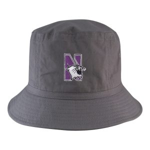 Northwestern University Wildcats Charcoal Grey Floppy/Bucket Hat with N-Cat Design