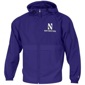 Northwestern University Wildcats Champion Men's Purple Full Zip Lightweight Jacket With Hood