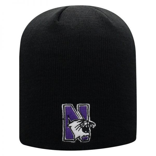 Northwestern University Wildcats Adult Black Uncuffed Knit Hat With Embroidered N-cat Design
