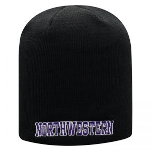 Northwestern University Wildcats Adult Black Uncuffed Knit Hat With Embroidered Northwestern Design