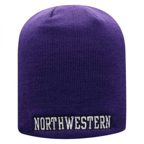 Northwestern University Wildcats Adult Purple Uncuffed Knit Hat With Embroidered Northwestern Design