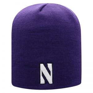 Northwestern University Wildcats Adult Purple Uncuffed Knit Hat With Embroidered Stylized N Design