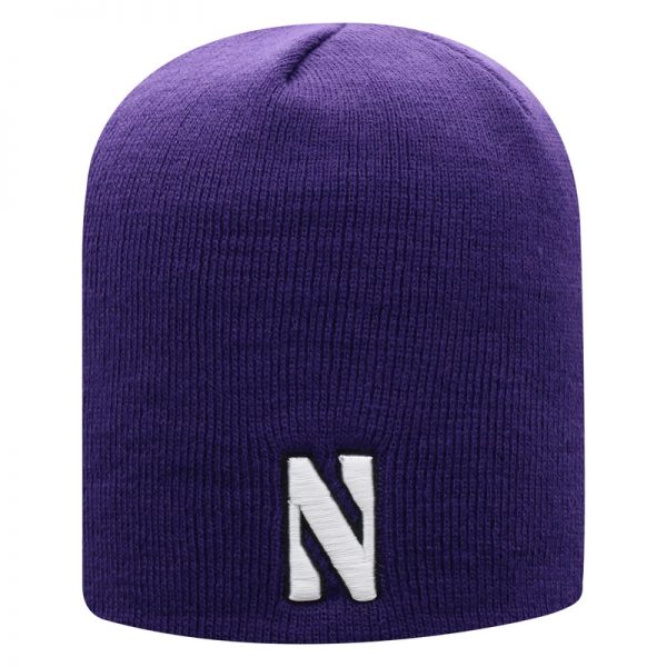 Northwestern University Wildcats Adult Purple Uncuffed Knit Hat With Embroidered Stylized N Design