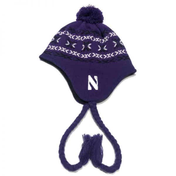 Northwestern University Wildcats Adult Purple Tassel Knit Cap With Fleece Lining & Stylized N Design-2