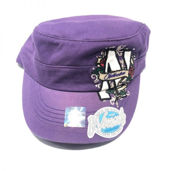 Northwestern University Wildcats Ladies Purple Velcroback Hat with Stylized N and Rose Design-2