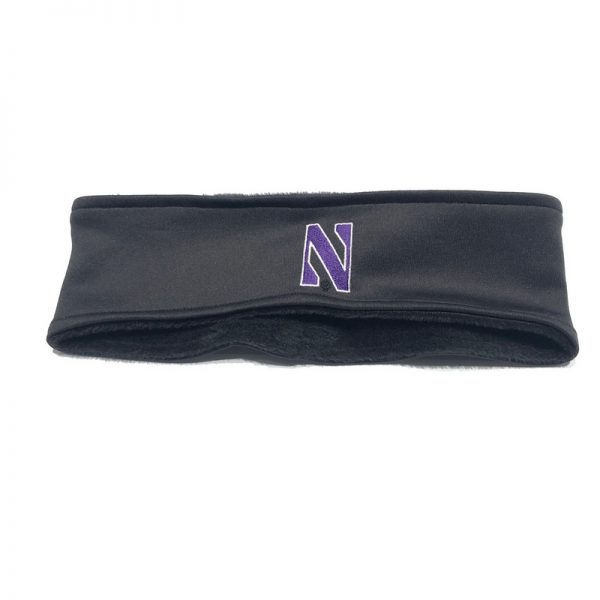Northwestern University Wildcats Black Fleece Headband With Stylized N Design