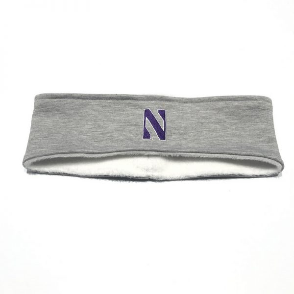 Northwestern University Wildcats Light Grey Fleece Headband With Stylized N Design