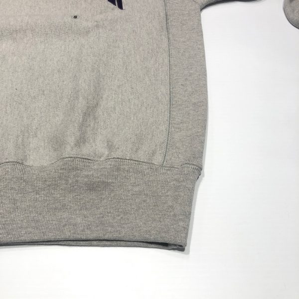 Northwestern University Wildcats Men's Oxford Heather Champion Super Heavy Reverse Weave Crewneck Sweatshirt with Purple Arched Northwestern Wool Sewn Appliqué Design -3